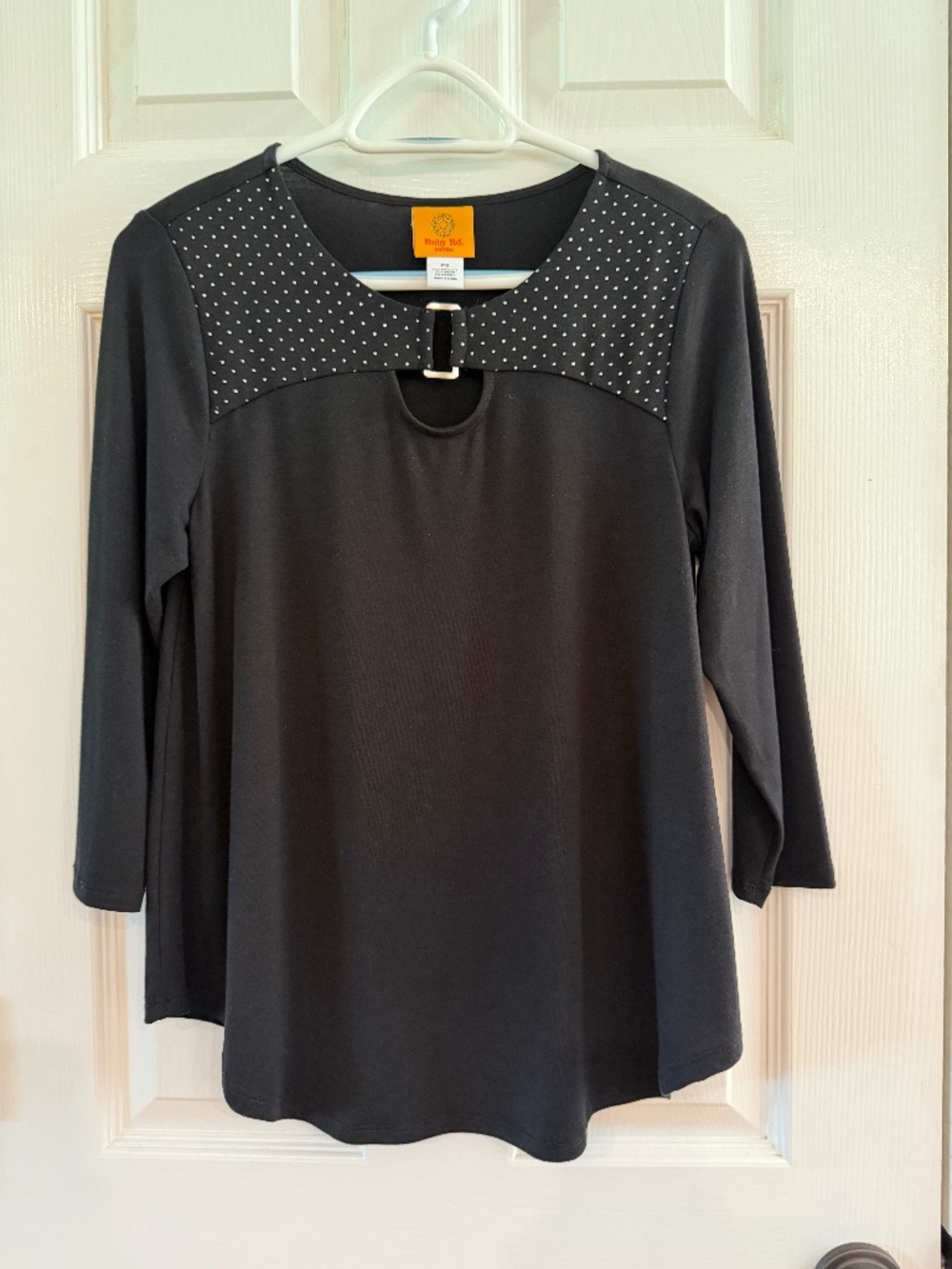 Ruby Rd Black Top Polka Dot Yoke with Keyhole neck Size PS